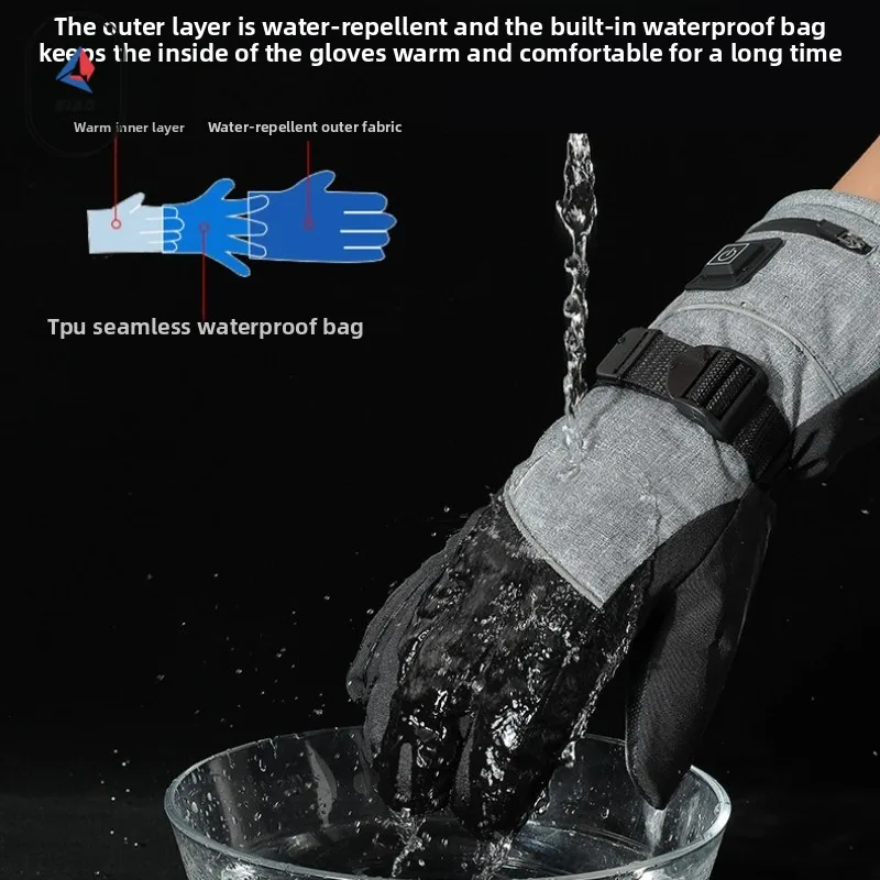 Heated Gloves with Display for Skiing Cycling Rechargeable Thermal Warm Electric Men Women Outdoor Winter Sports Hand Warmer