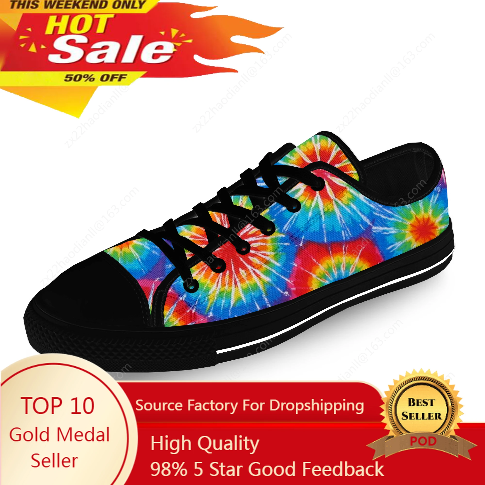 

Cartoon Tie Dye Pattern Aesthetic Casual Cloth Fashion 3D Print Low Top Canvas Shoes Men Women Lightweight Breathable Sneakers