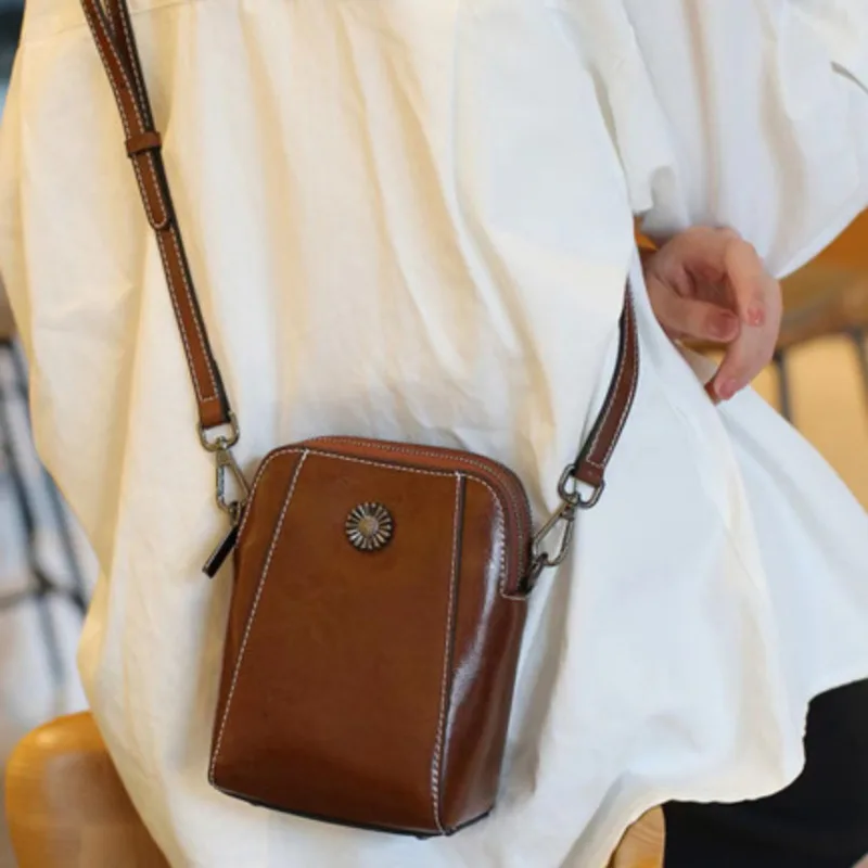 Cowhide Leather Bag Genuine Crossbody Versatile Shoulder Handbags For Women Casual High-Quality Messenger Luxury Fashion Female
