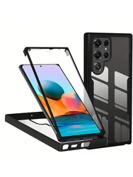 360° Dual Layer Protective Phone Case with Screen Protector - Galaxy S23 Ultra (Black)
