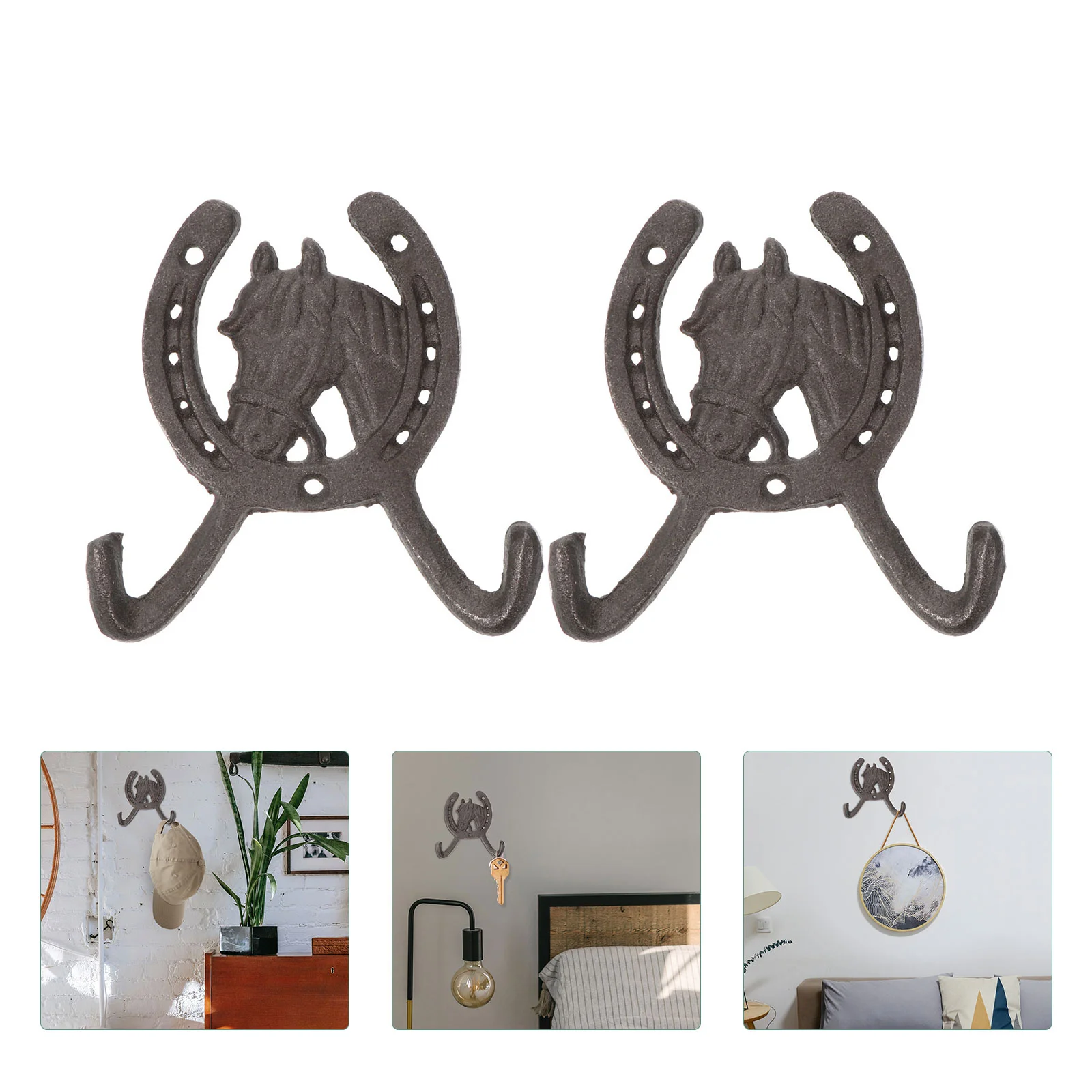 

2Pcs Horseshoe Hook Coat Hat Hook Vintage Wrought Wall Mounted Hooks Horse Hooks for Home Wall