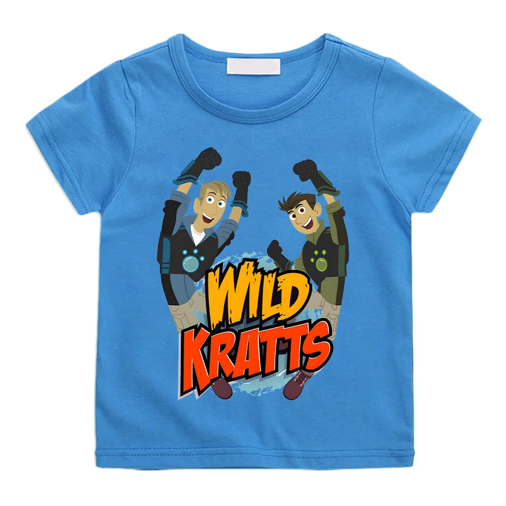 Wild Kratts Cartoon T-shirt Anime Print New Cotton Tshirt Children Fun Top Adventure Cartoon Tees Cool Boys Short Sleeve Clothes 2