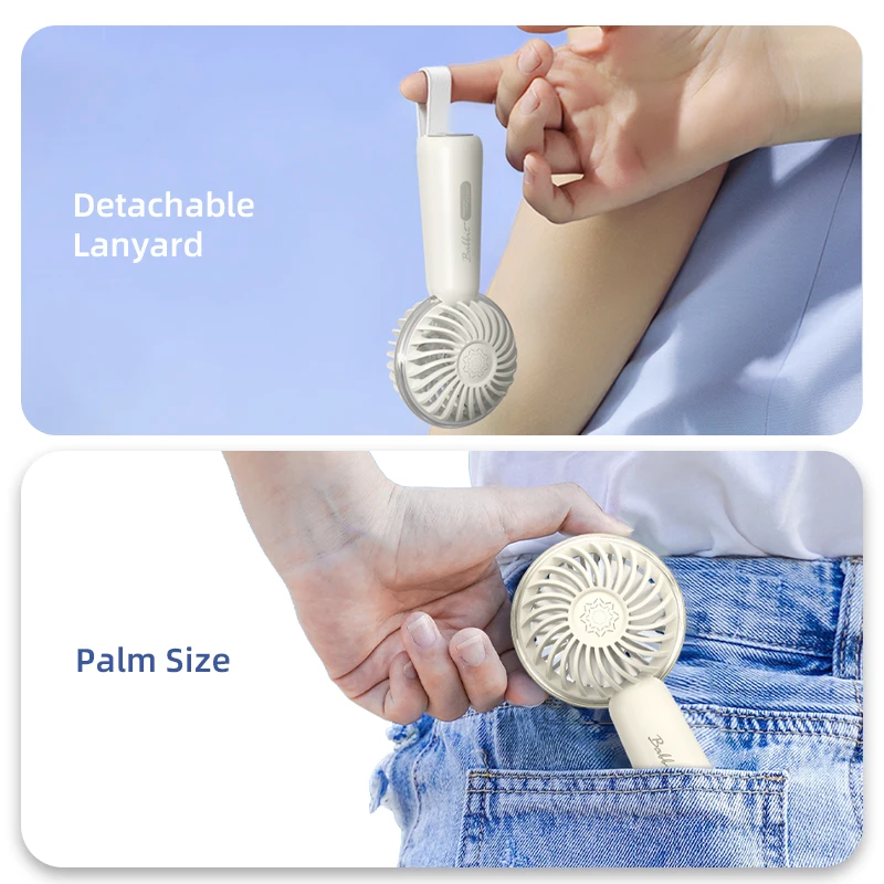 Vyvylabs handheld mini fan outdoor portable hanging fan USB rechargeable 1200mAh desktop