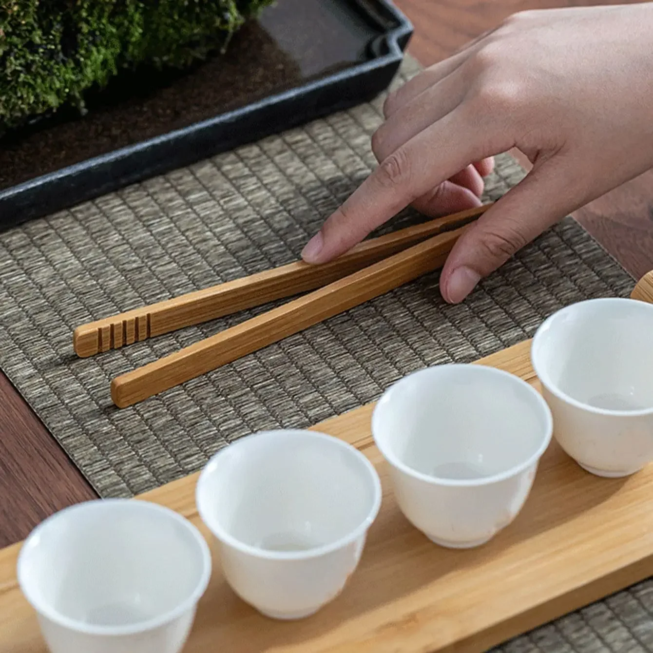 1pc Bamboo Tea Tongs - Natural Durable Retro Handmade Lightweight Tea Clamp for Easy Handling