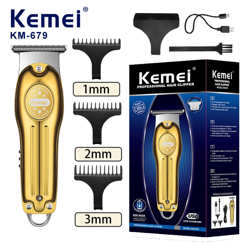 Kemei Km-679 High Quality Gold USB Charging Mini LCD Display