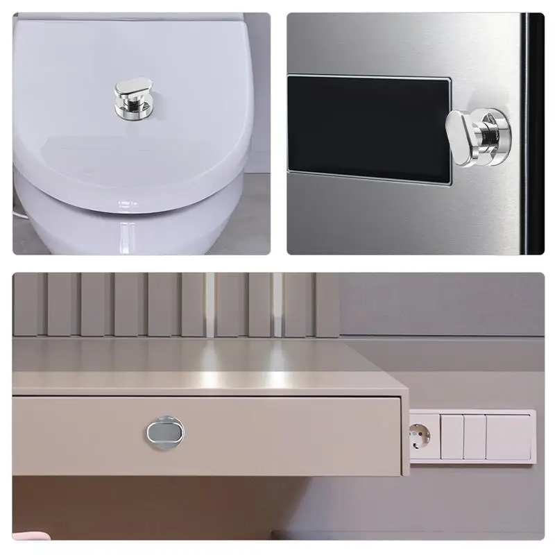 2pcs Silver Cup Handles No Drill Bathroom Kitchen Door Cabinet Self Stick Cabinet Handles Toilet Cover Anti