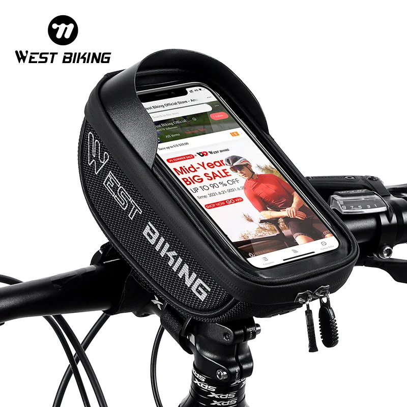 WEST BIKING Bicycle Top Tube Bag Waterproof Phone Case MTB Road Cycling Touch Screen Front Frame Bag MTB Road Bike Accessories