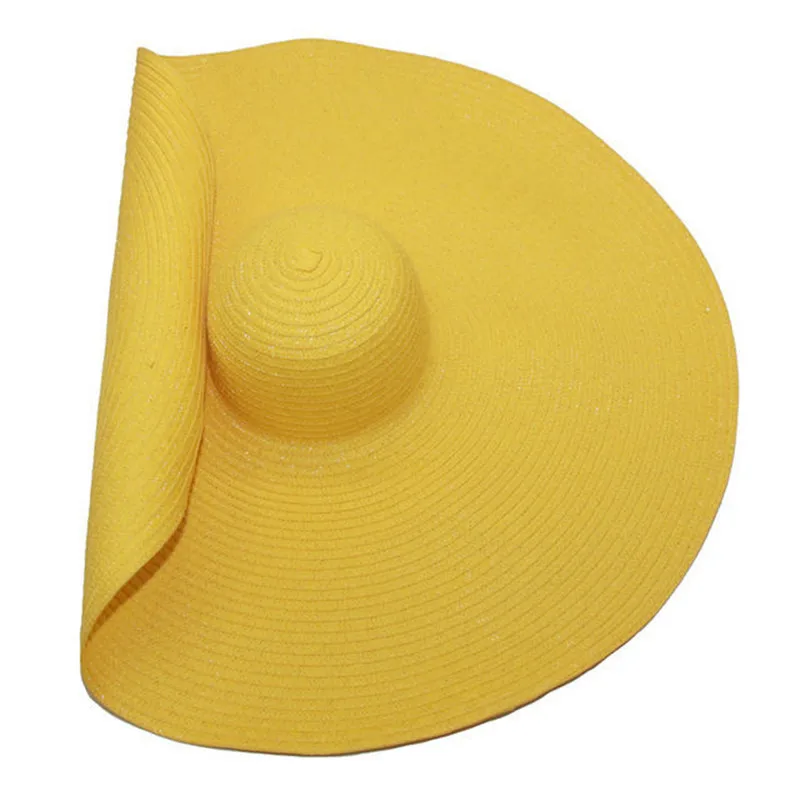 Women Beach Sun Straw Hat 30 40cm Brim 80 100cm Diameter Round Protect Travel Holiday Foldable