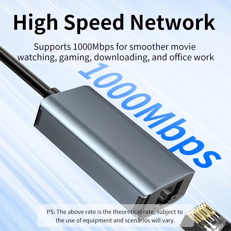 Unnlink 1000Mbps USB 이더넷 어댑터 USB 3.0 유형 C-RJ45 네트워크 카드(Nintendo Switch PC 노트북 TV 박스 인터넷 USB Lan)