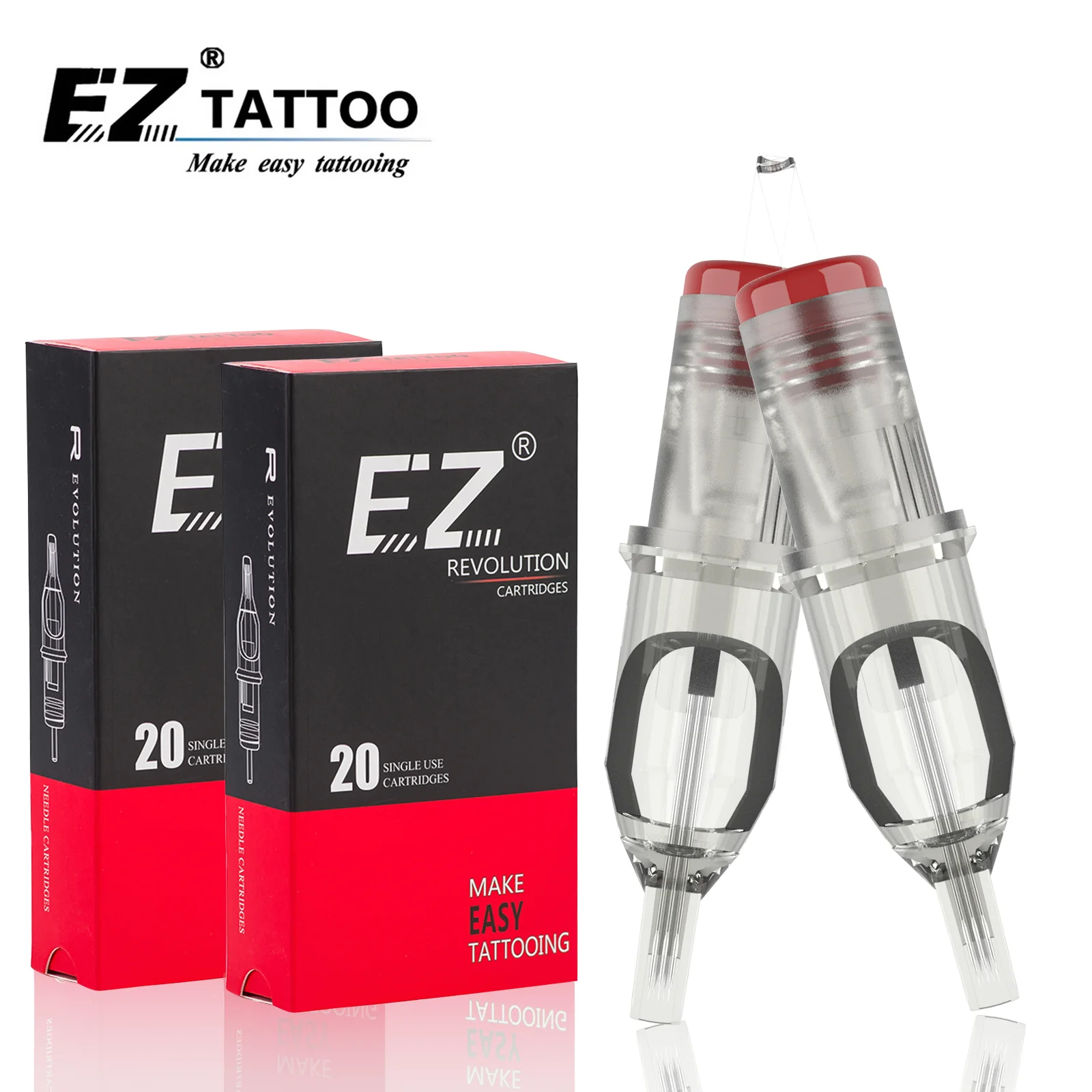 EZ Revolution-Cartucho de agujas redondas para tatuaje, agujas curvas de 0,3 mm, para máquina de tatuaje, n.º 10, caja de 20 unidades