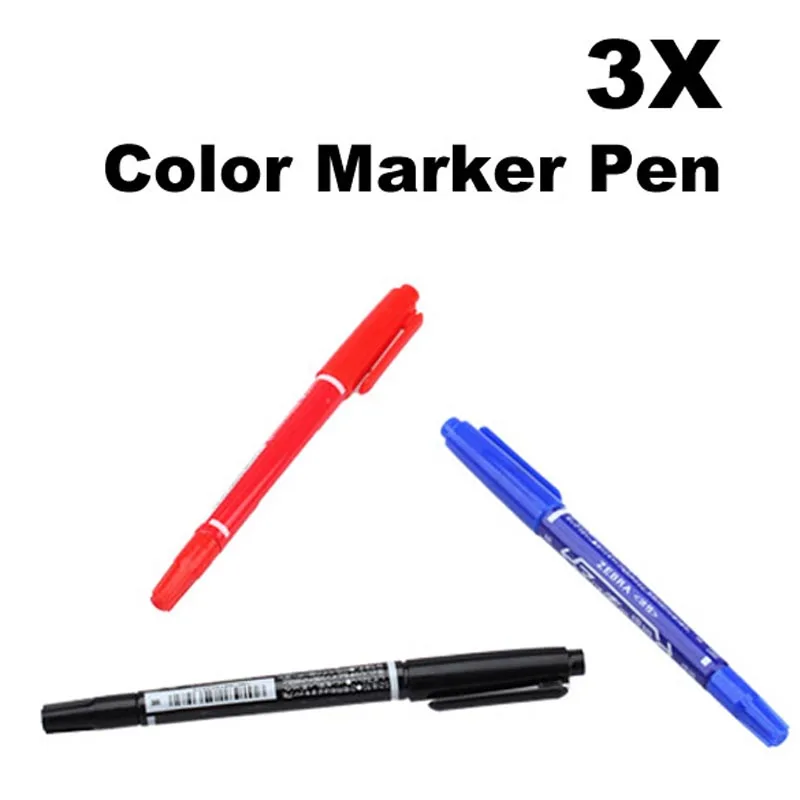 3 Pcs/Set CD-R DVD-R Disc Marker Pen Double Head Marker Pen Writing Student marker Pen School office Stationery Supplies 2
