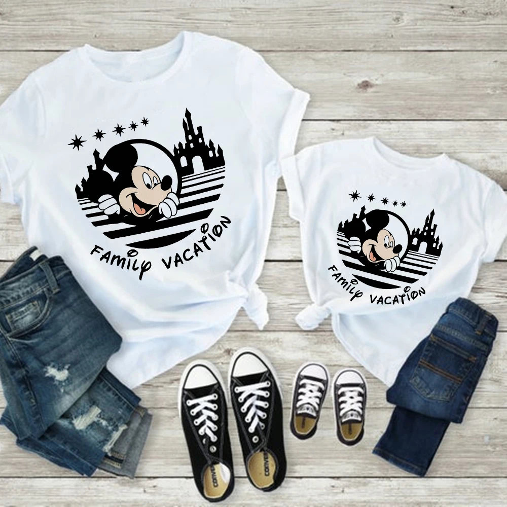 Disney Family Clothes Mickey Mouse Fashion Disneyland Trip T-shirts Summer Casual Ropa Free Shipping