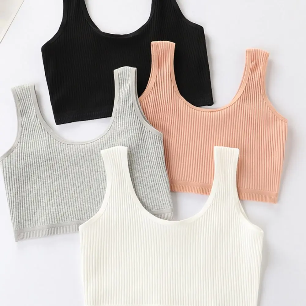 Soft High Elastic Children Underwear Puberty Double Layer Girls Vest Solid color Cotton Student Vest Pupils Girl/Teens