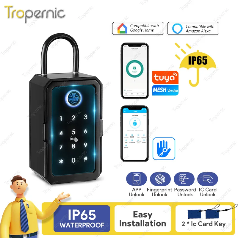 Key Safe Tuya Ttlock Fingerprint Bluetooth Wifi Digital Key Box App Remote Access Wall Mount Combination Security Airbnb Lockbox ttlock app bluetooth smart door lock digital password rfid card access usb rechargeable hotel airbnb apartment remote lock