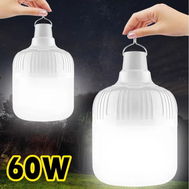 60W Camping Light Emergency Lights Outdoor USB Rechargeable LED Bulb Lamp For Fishing Camping