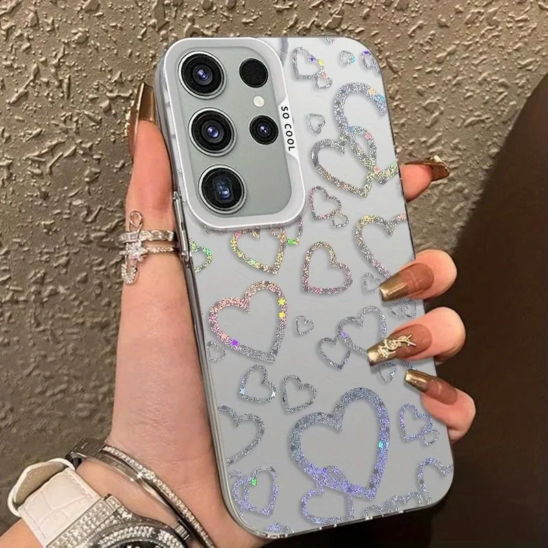 Glitter Heart Pattern Shockproof TPU Phone Case - Stylish Protective Back Cover