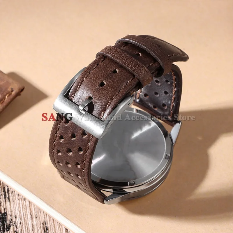 Vintage Breathable Leather Watch Band with Metal Pin Buckle - Universal Cowhide Business and Sport Wristband