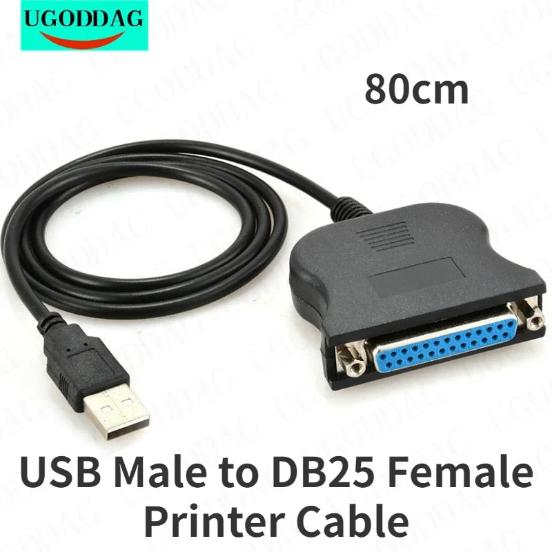 USB Male to DB25 Female Printer Cable 80cm 25 Pin