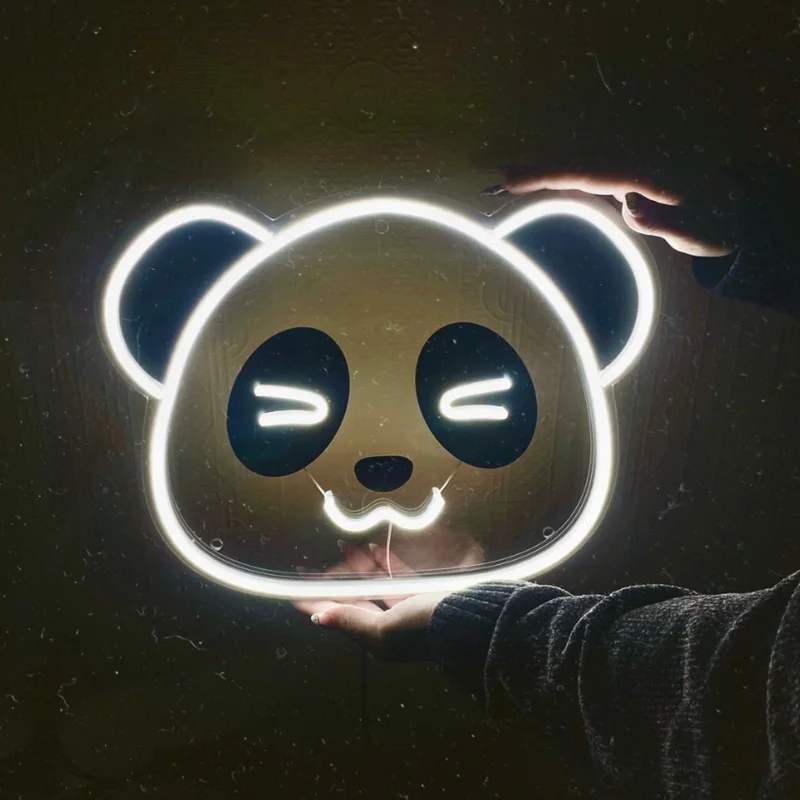 Cute Panda Led Neon Sign, Animal Wall Decor, Bright Wall Art Neon, Neon Custom, Wall Decor Per La Stanza Dei Bambini, Luce Regalo Di Compleanno