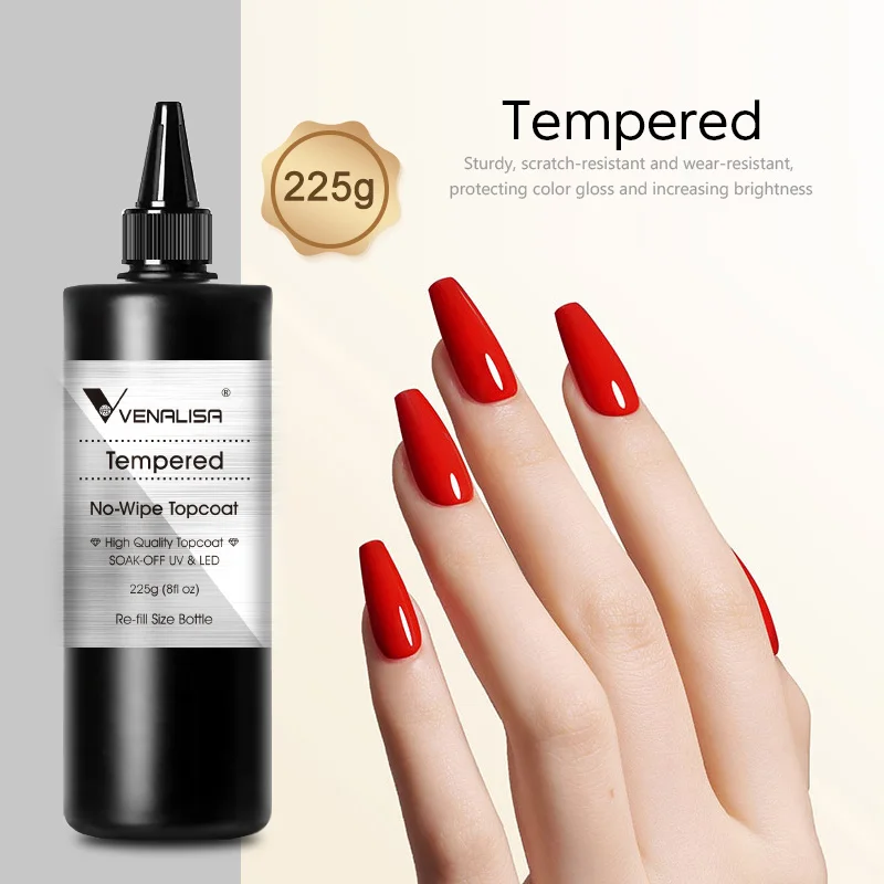 VENALISA Refillment Tempered Top Coat Big Volume Long Wear Glossy NoWipe Anti Yellowing No Burning Top Coat Nail Final Gel 4