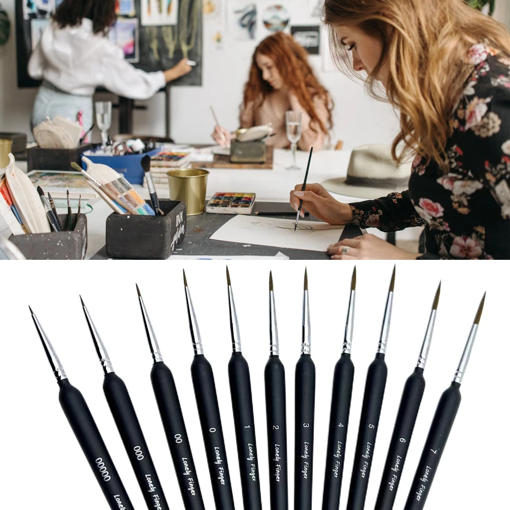 11pcs Miniature Paint Brushes Set Small Fine Tip Paintbrushes