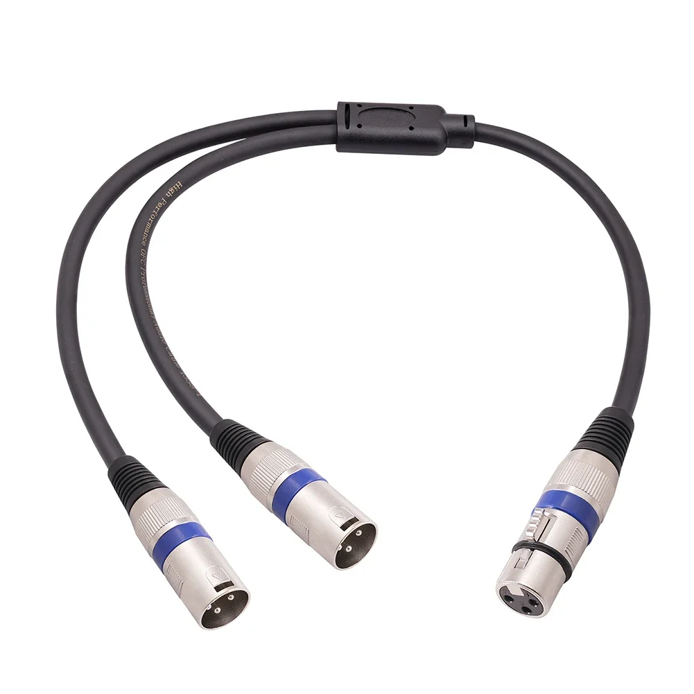 3 Pin XLR Female To Dual XLR Male Cable 50cm 3-Pin XLR Cable Noise Reduction Accessories for Amplifier Mic Speaker