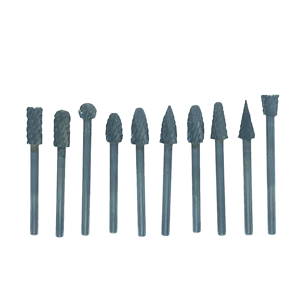 3mm Shank 6mm Coarse Teeth Tungsten Carbide Rotary File Burr Grinding Wood Aluminum Milling Cutter 10PCS Woodworking Tools milling cutter tools
