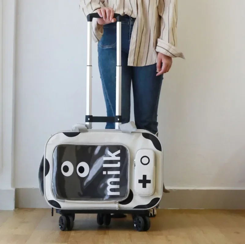 Small animal carrier Portable Luggage pets cat bag with wheels Foldable cat carrier pet backpack Outing backpack