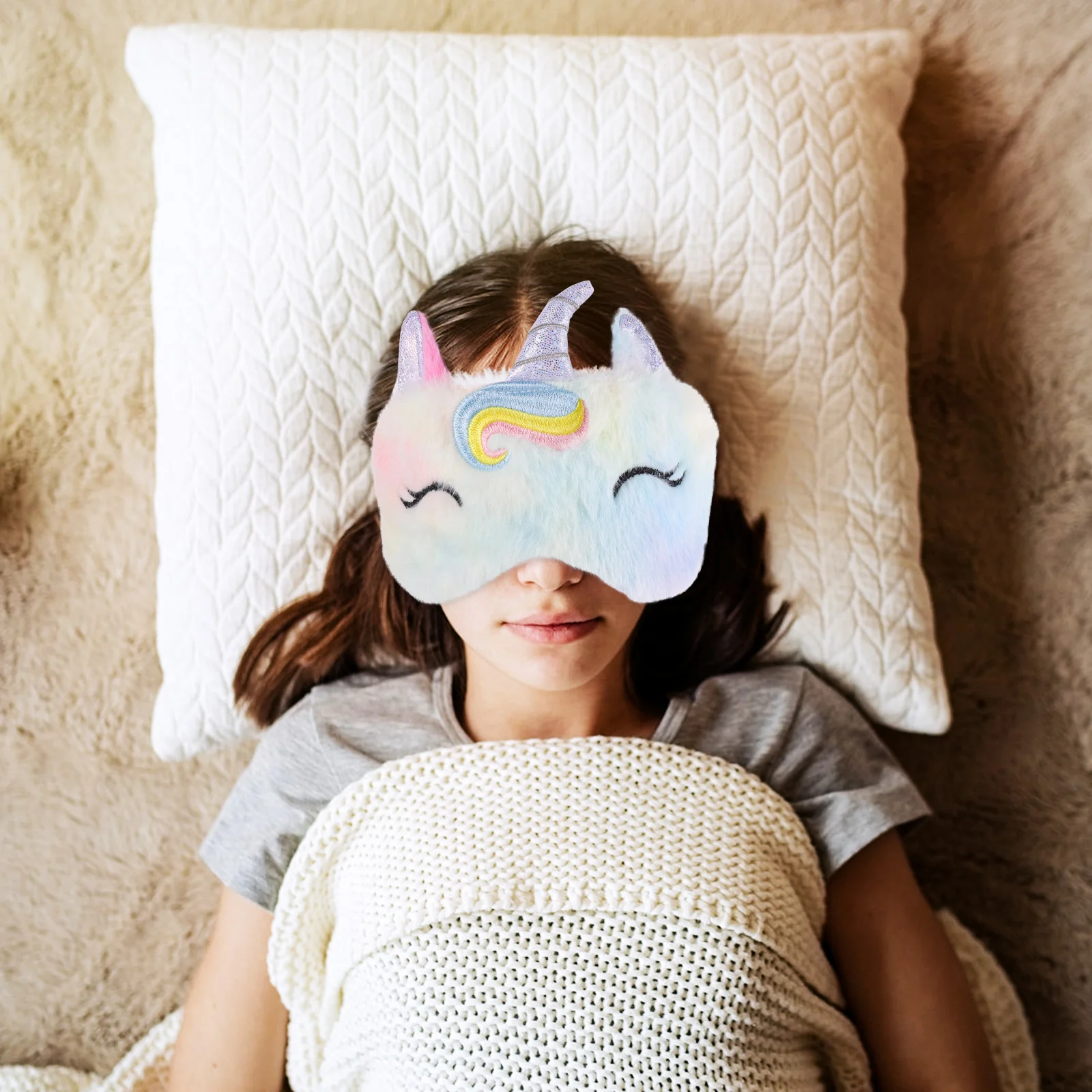 Plush Eye Mask Cover for Sleeping Comfortable Adorable Breathable Kid Practical Unicorn Shade Shadow 5