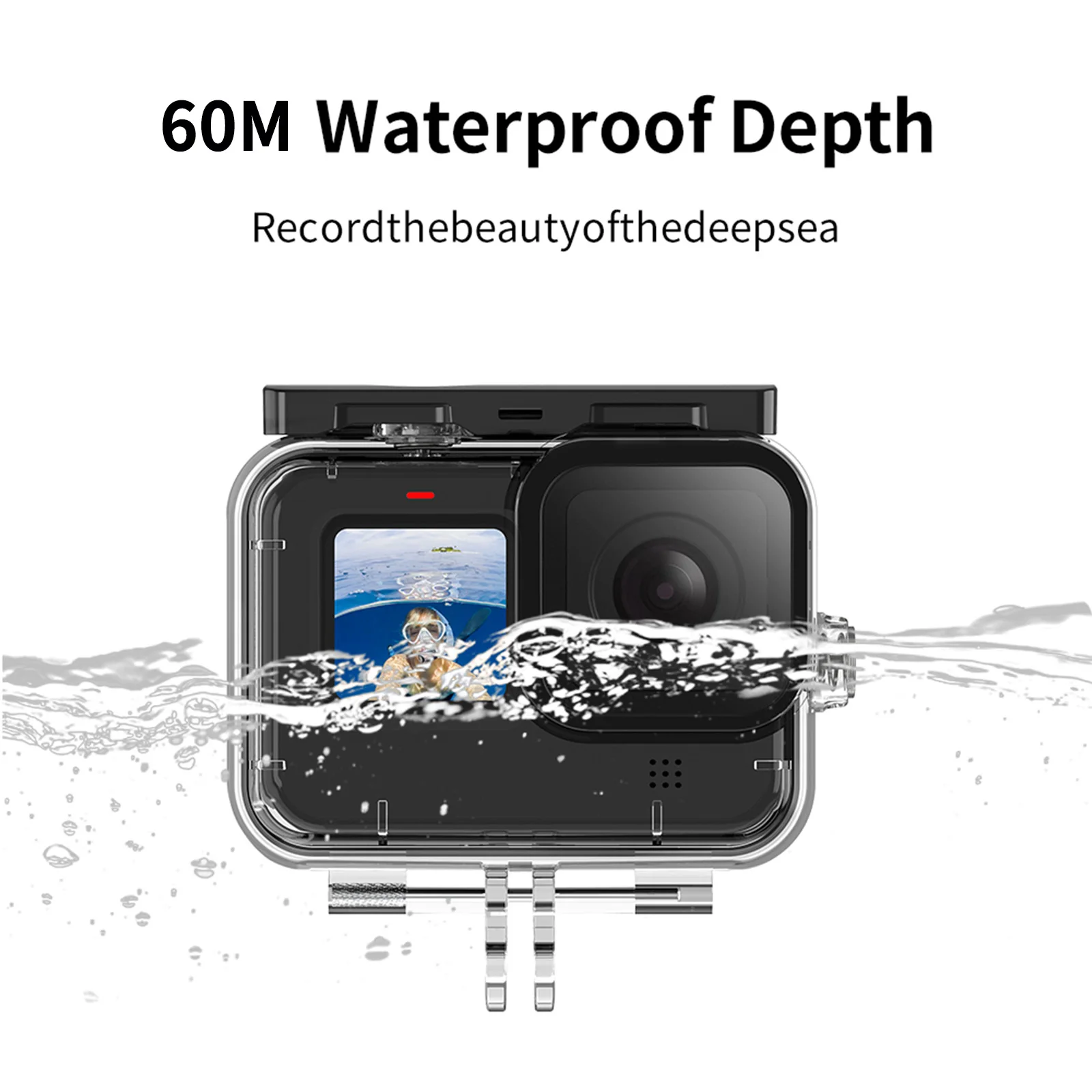 Telesin-underwater Vidro Temperado Lente Mergulho Habitação Capa Case Impermeável Preto Gopro Herói 10 11 12 60m - Image 6