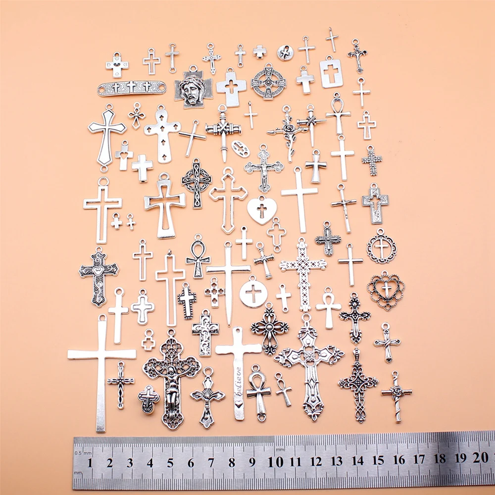 

80pcs/set Cross Charms Jewelry Making Supplies Necklace Crafts