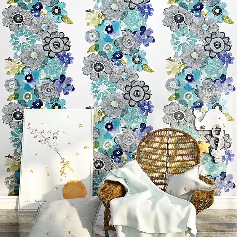 

Pastoral Green Fresh Floral Wallpaper Bohemian Bedroom Living Room Homestay Bedside Tv Sofa Background Flower Wallpaper Boho