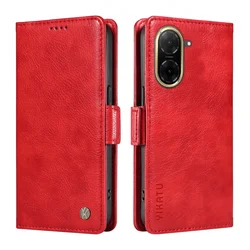 Luxury Magnetic Leather Wallet Phone Case - Premium Design Cover - Redmi 12 4G 5G (Red)