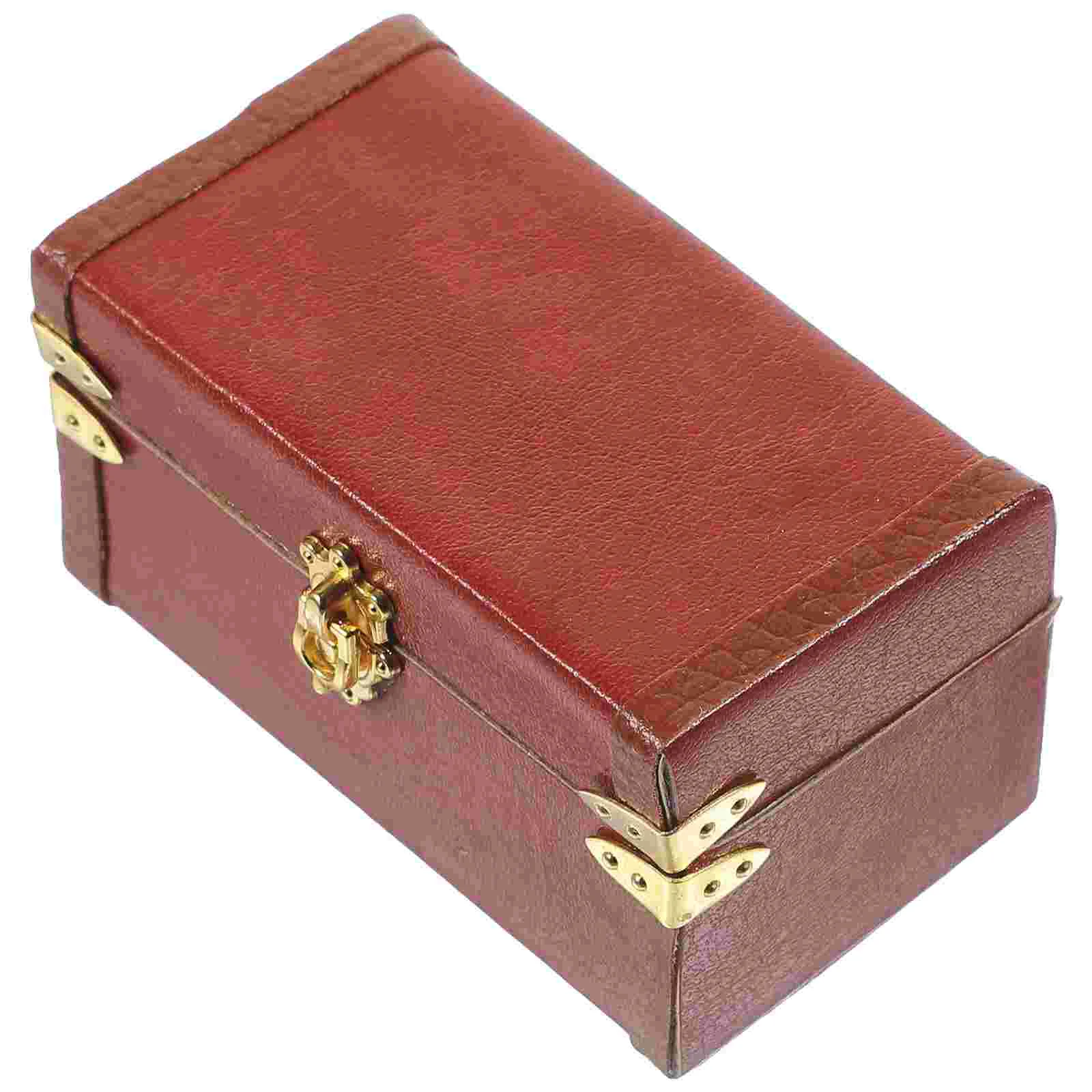 

Миниатюрный чемодан для кукольного домика, миниатюрная переноска, винтажный кожаный чемодан, деревянный чемодан, аксессуары для кукольного домика