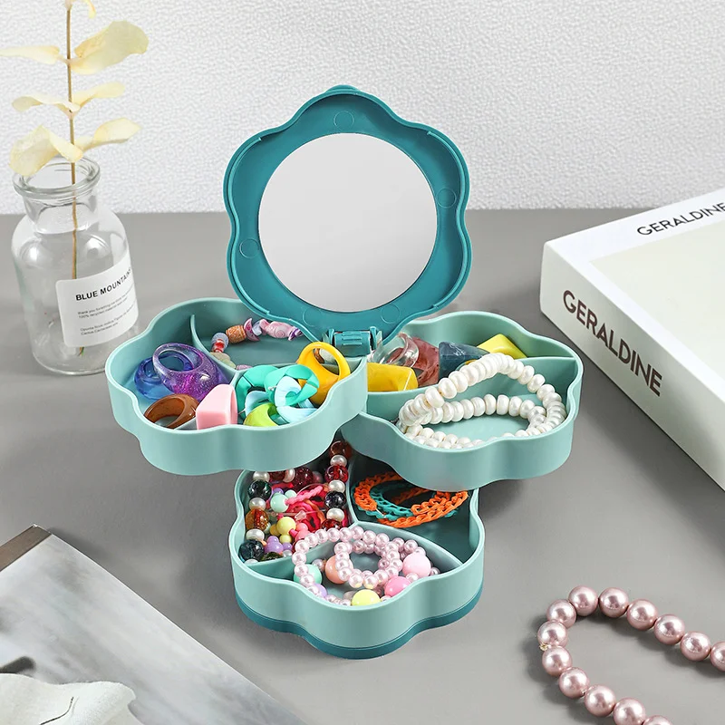 3/4-layer Jewelry Storage Box 360° Rotating Display Stand Ring Box Jewelry Boxes and Packaging Earring Organizer Necklace Holder