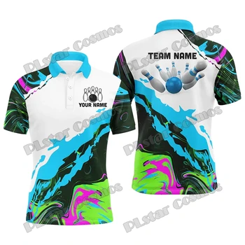 Camo Palla da bowling e spille Opzione multicolore Nome personalizzato Polo da uomo stampata in 3D Polo estiva unisex casual WK242