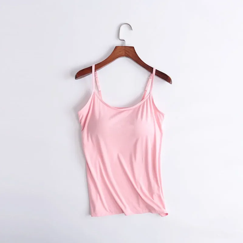 Women Padded Soft Casual Bra Tank Top Women's Spaghetti Cami Top Vest Female  Camisole With Built In Bra Summer Breathable Tops - AliExpress