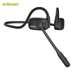 Open-Ear Wireless Bluetooth Headsets with Noise-Canceling Microphone and Mute Button (Black)