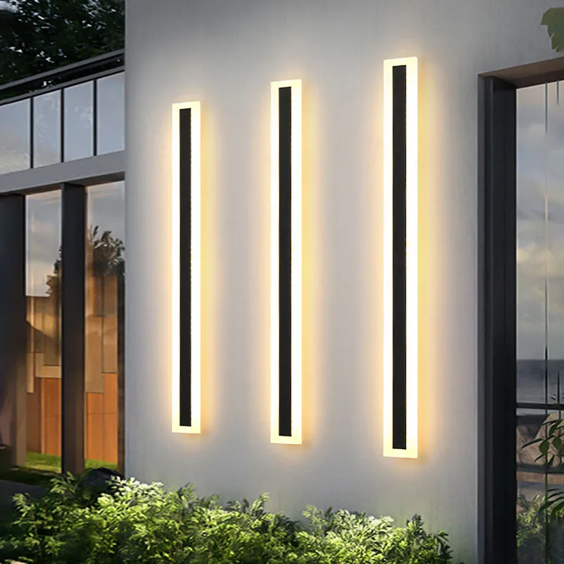 Moderní vodotěsný outdoorové dlouhé svléknout se LED zeď lampa IP65 aluminium zeď lehký sad verandě val lehký 110V 220V val luminaire