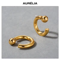 Fashion Europe America Brass Plated 18K Gold Silver C Shaped Earrings Woman High Quality Popular Jewelry Trend