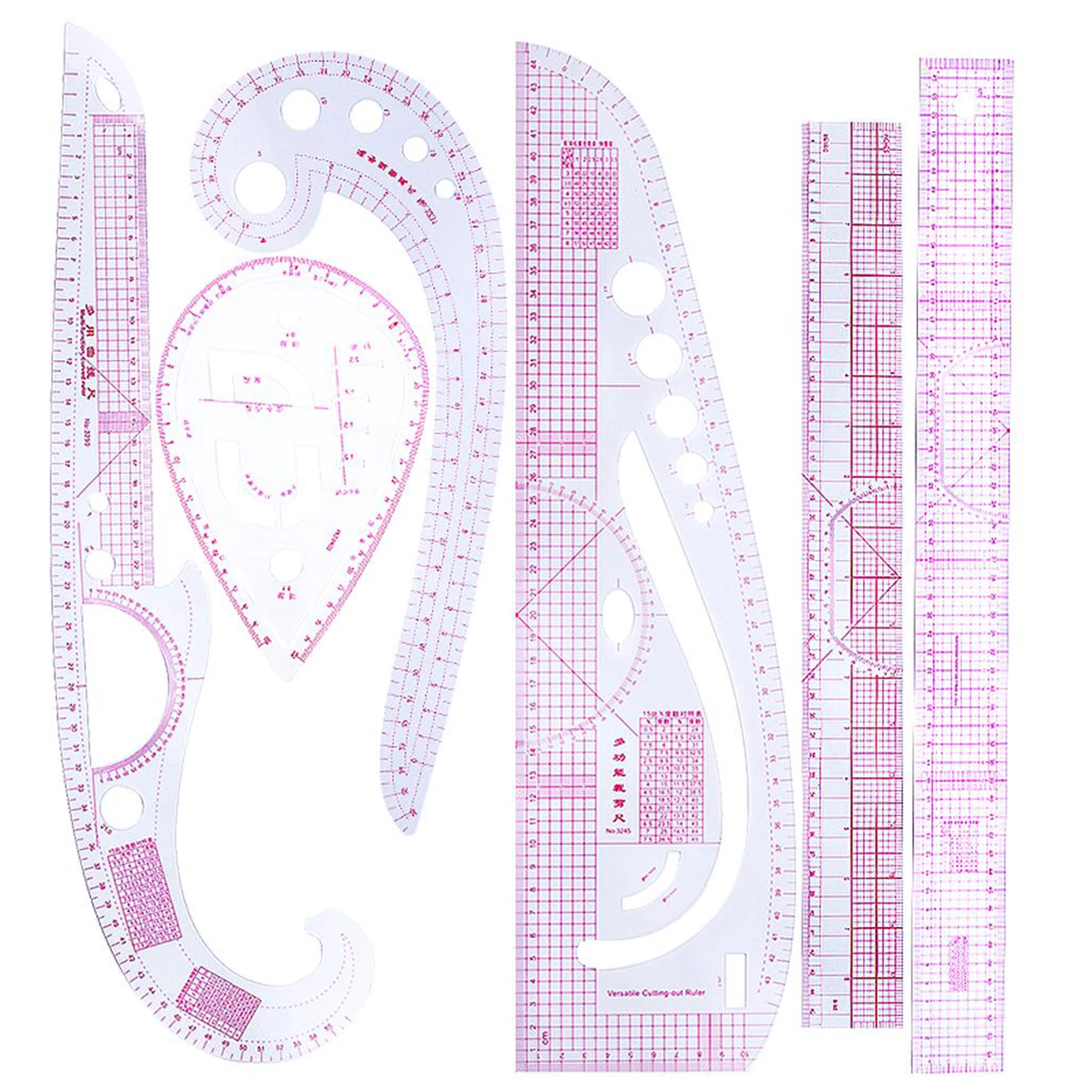 6PCS-French-Metric-Ruler-Clothing-Ruler-Curve-Shaped-Grading-Rulers ...