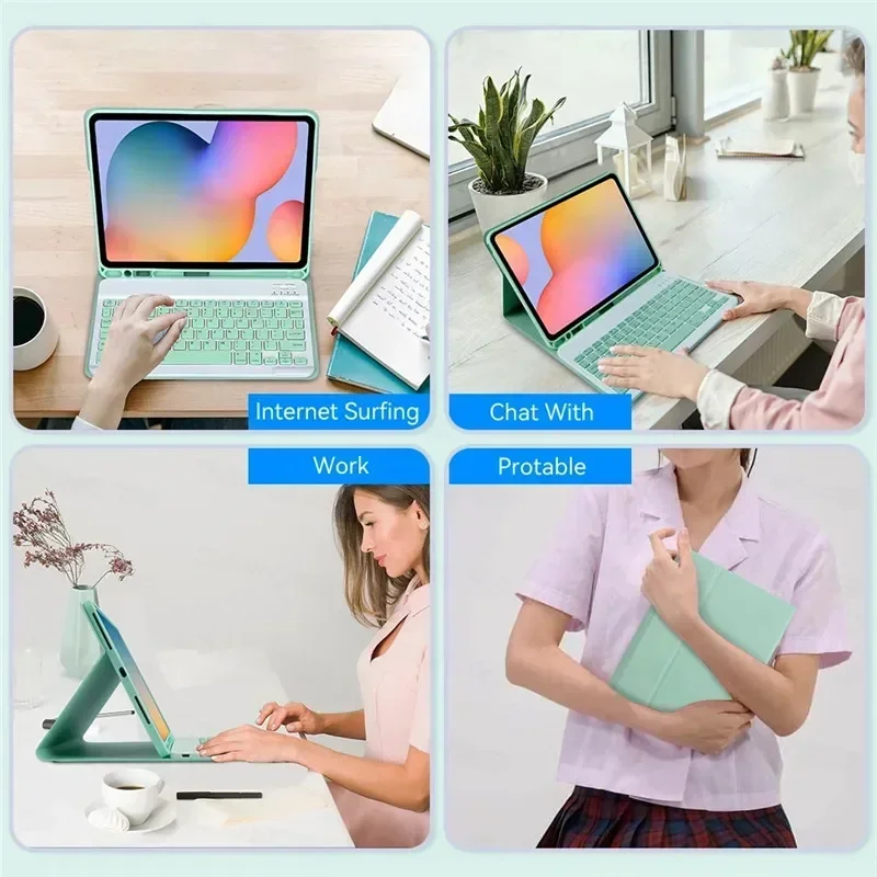 Vibrant Bluetooth Keyboard with Magnetic Leather Stand Case Cover