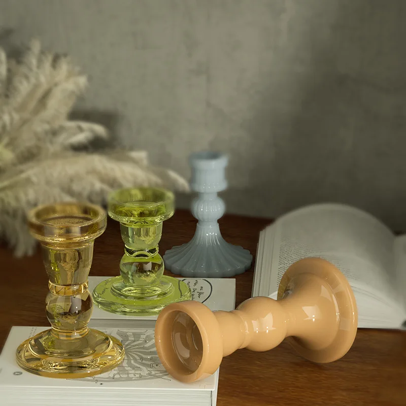 DIY Crystal Epoxy Candle Holder Silicone Mould Roman Column Candlestick Silicone Wavy Linear Candle Holder Resin Mould