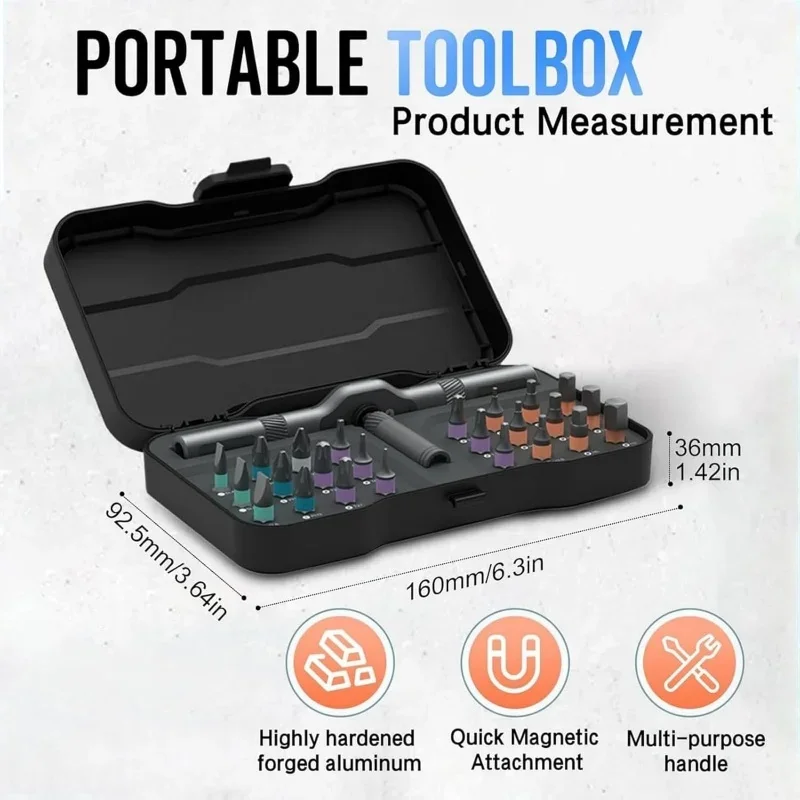 Multifunctional 24-in-1 Ratchet Screwdriver Set - Compact Portable Tool with Removable T-Handle and Magnetic Bits