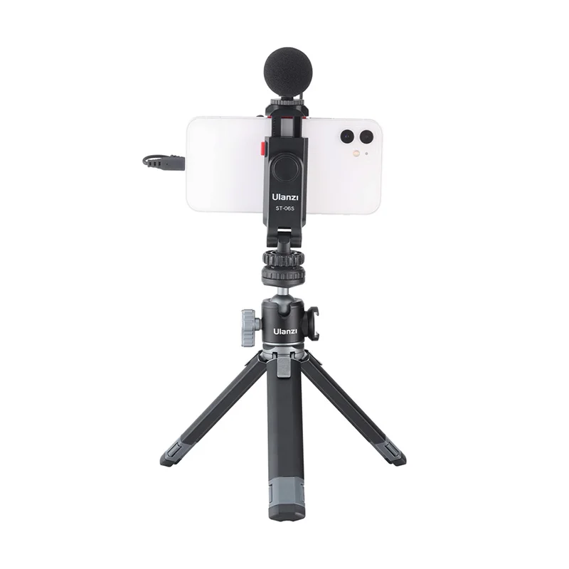 울란지 ST-06S 360 ° 회전 가능한 휴대폰 거치대, 수직 촬영용 폰 마운트 삼각대 마운트, 콜드슈 클립 클램프 포함, 브이로그 라이브 스트리밍용