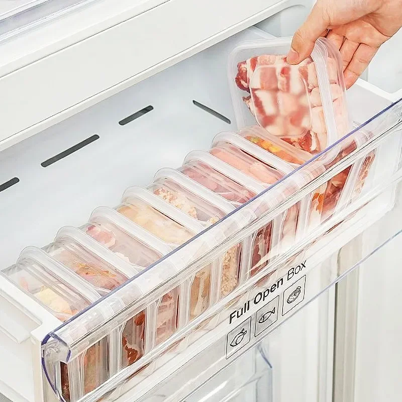 Stackable Refrigerator Food Storage Containers with Lids Leak-Proof Freshness Organizer for Frozen Meat