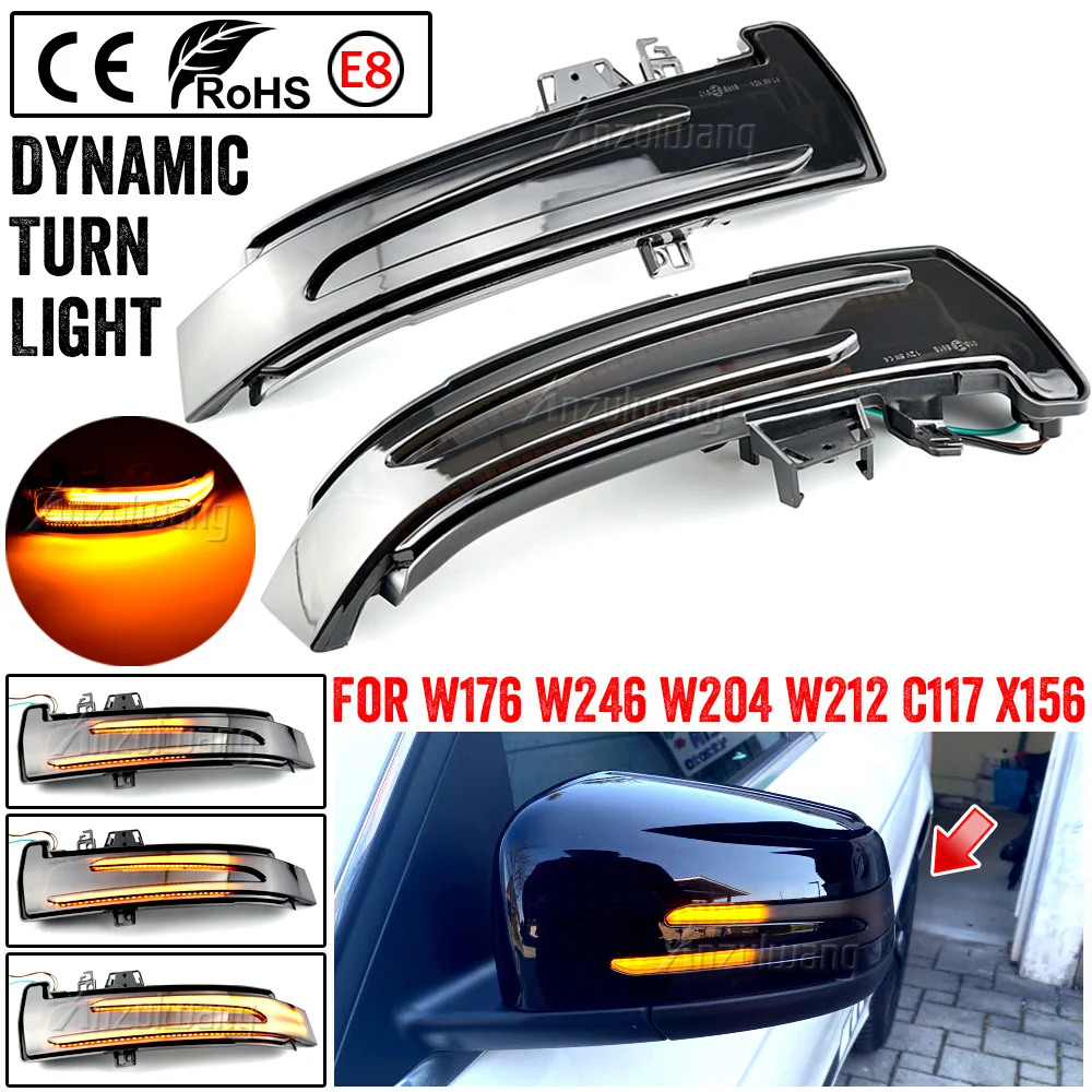 For Benz W221 W212 W204 W176 W246 X156 Dynamic Car Rear View Mirror Turn  Signal Light C204 C117 X117 LED Indicator Blinker Lamp