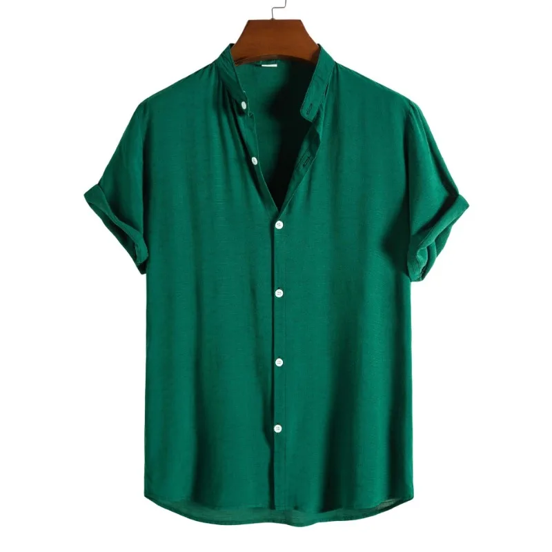 Men Clothing Summer s Fashion Streetwear Men Short Sleeve Shirts Casual Stand Collar Camisas Para Hombre