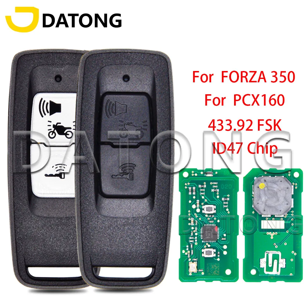 Datong World-Chave de controle remoto da motocicleta, substituição de chave inteligente, chip ID47, apto para Honda PCX160, FORZA, NSS350, 2021-2023, 433.92FSK