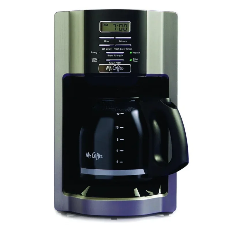 

Mr. Coffee 12-Cup Programmable Coffeemaker, Rapid Brew, Brushed Metallic